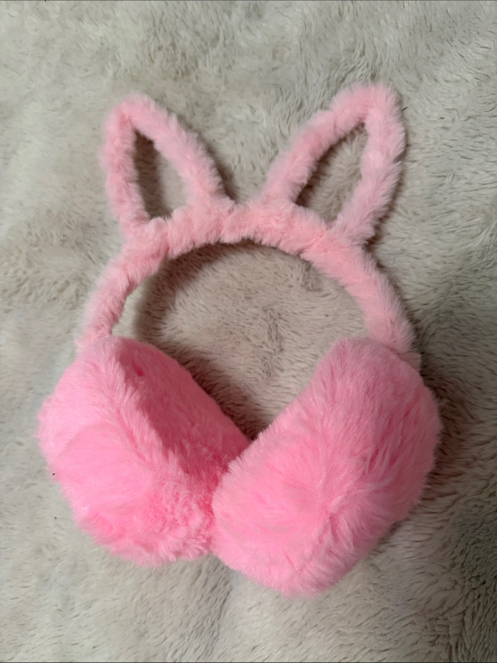 Pink Fuzzy Bunny Ear Earmuffs